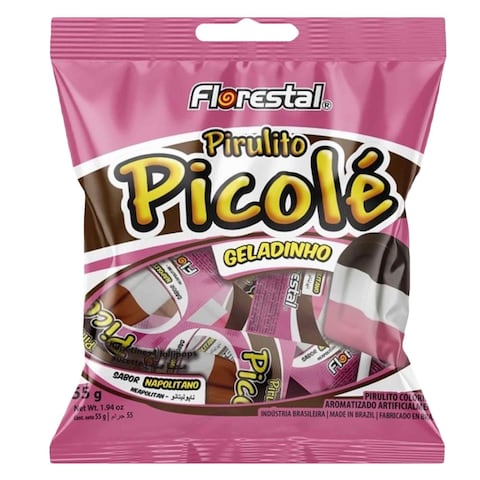 Florestal Pirulito Picole Napolitano Lollipop 55g